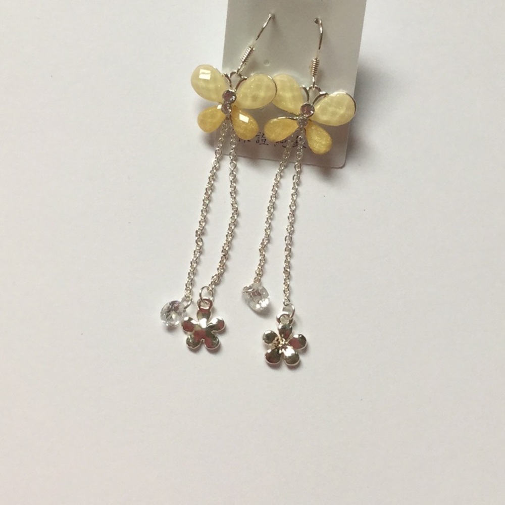 Butterfly floral statement earrings